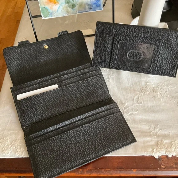 WILSONS LEATHER Wallet Clutch Organizer Removable Checkbook Black - Picture 4 of 5